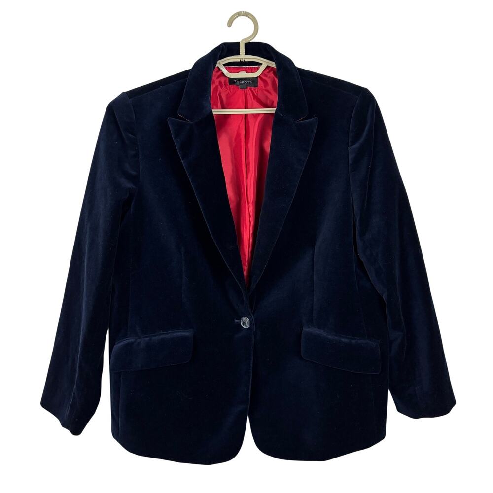 Talbots Navy Blue Velvet Blazer 18 Cotton Preppy Old Money Classic